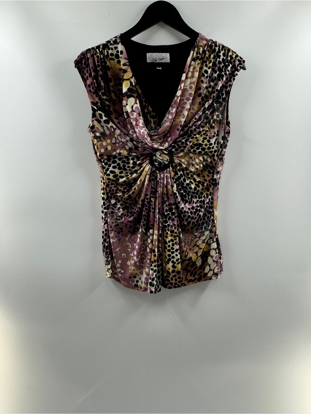 Linda Segal Animal Print Cowl Neck Top – Women's Medium